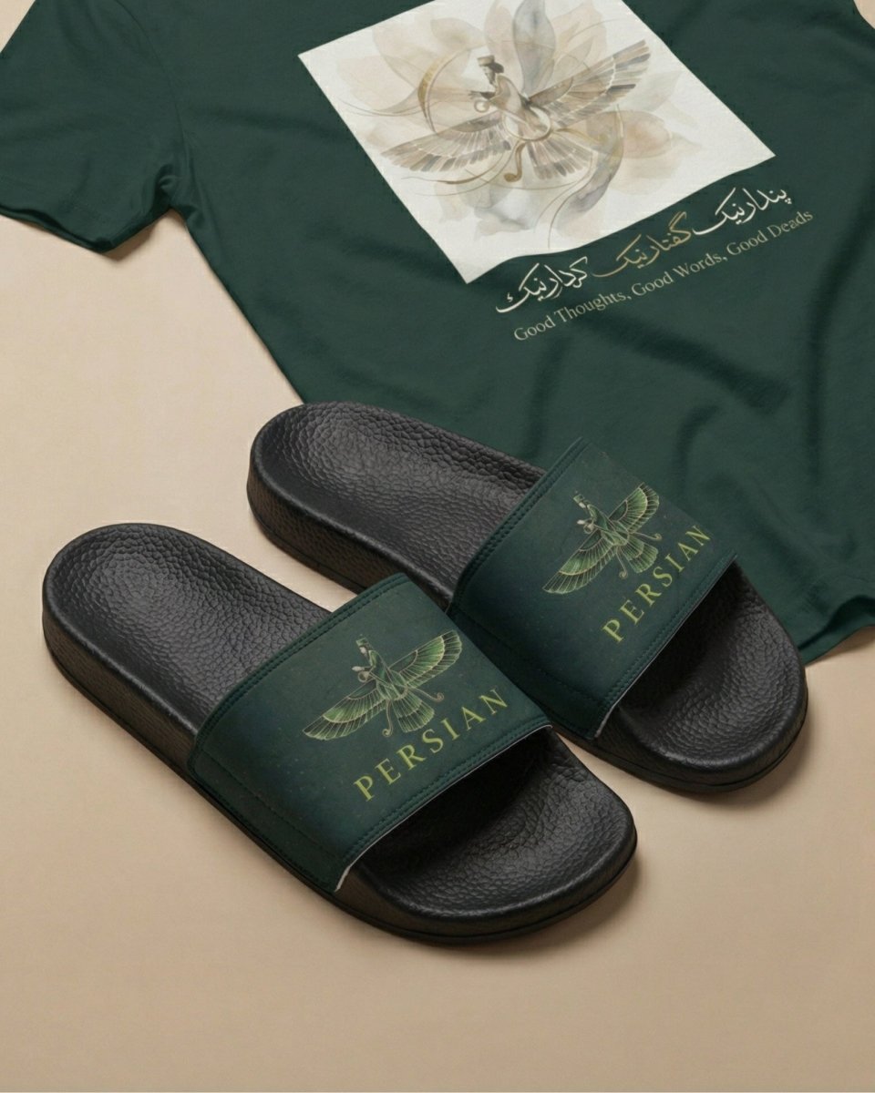 Faravahar Forest Slide Sandals – Men - Persian Roots