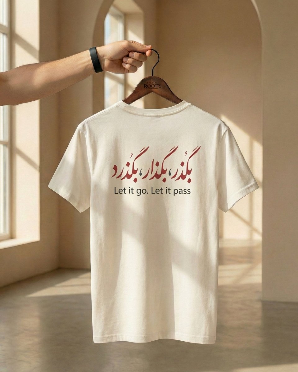 Let It Go Persian Typography Tee – Men’s - Persian Roots